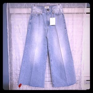 FRAME Denim Le Palazzo Frayed Hem Cropped Jeans